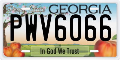 GA license plate PWV6066