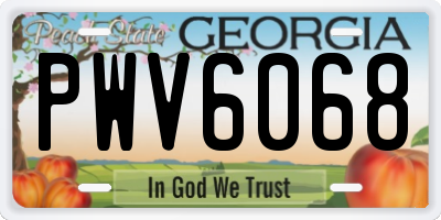 GA license plate PWV6068