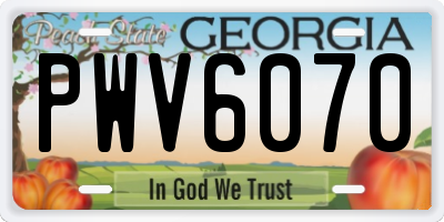 GA license plate PWV6070