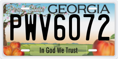 GA license plate PWV6072