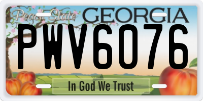 GA license plate PWV6076