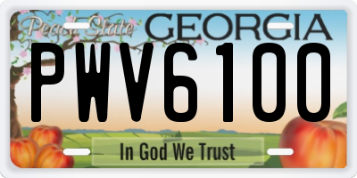 GA license plate PWV6100