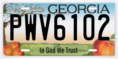 GA license plate PWV6102