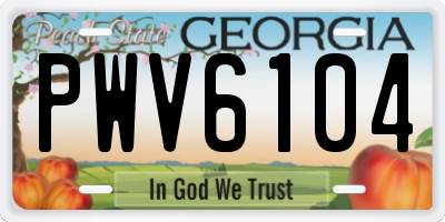GA license plate PWV6104