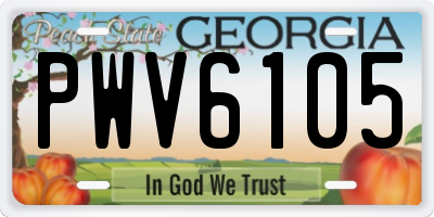 GA license plate PWV6105