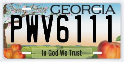 GA license plate PWV6111