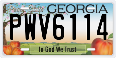 GA license plate PWV6114