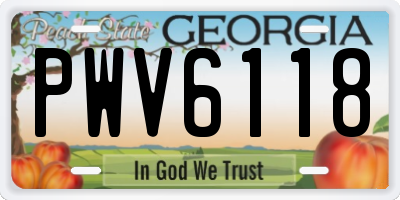 GA license plate PWV6118