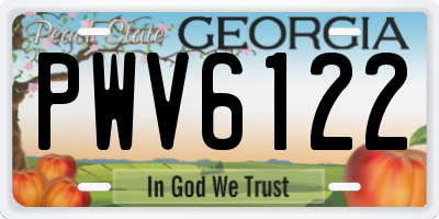 GA license plate PWV6122