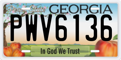 GA license plate PWV6136