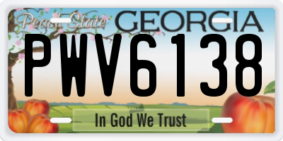GA license plate PWV6138