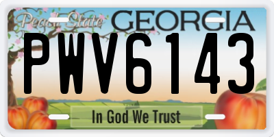 GA license plate PWV6143