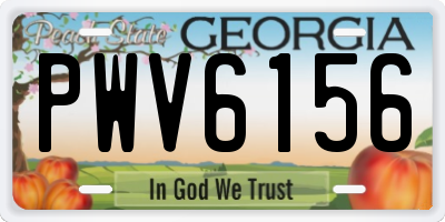 GA license plate PWV6156