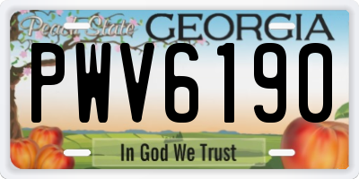 GA license plate PWV6190