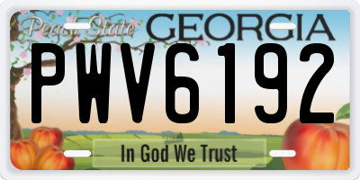 GA license plate PWV6192