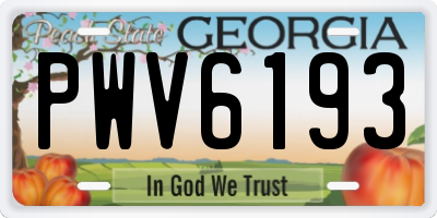 GA license plate PWV6193