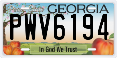 GA license plate PWV6194