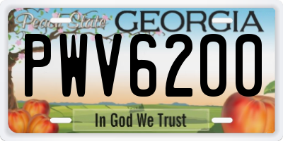 GA license plate PWV6200
