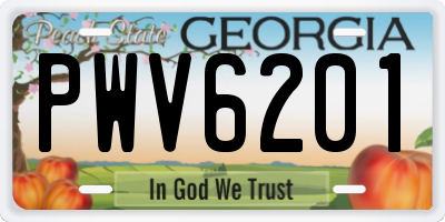 GA license plate PWV6201
