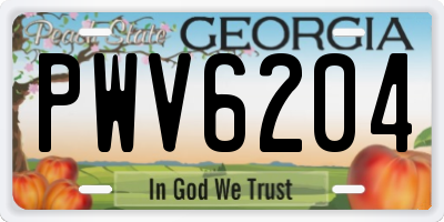 GA license plate PWV6204