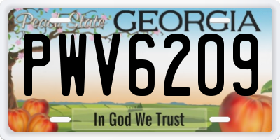 GA license plate PWV6209