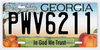 GA license plate PWV6211