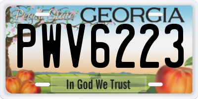 GA license plate PWV6223
