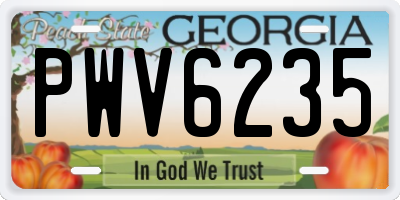 GA license plate PWV6235