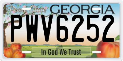 GA license plate PWV6252