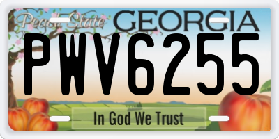 GA license plate PWV6255