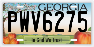 GA license plate PWV6275