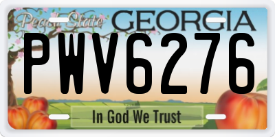 GA license plate PWV6276