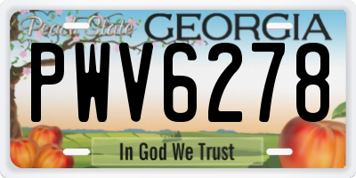 GA license plate PWV6278