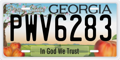 GA license plate PWV6283