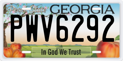 GA license plate PWV6292