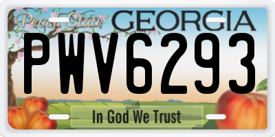 GA license plate PWV6293