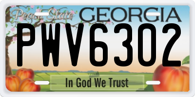 GA license plate PWV6302