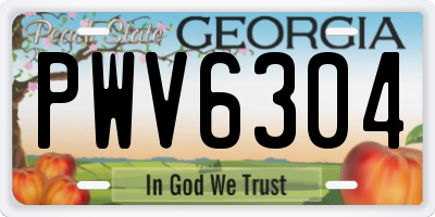 GA license plate PWV6304