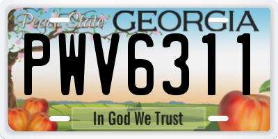 GA license plate PWV6311