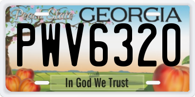 GA license plate PWV6320