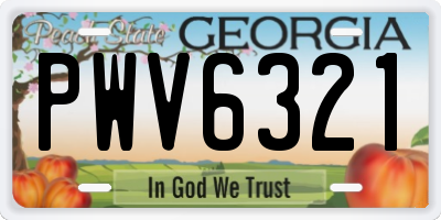 GA license plate PWV6321