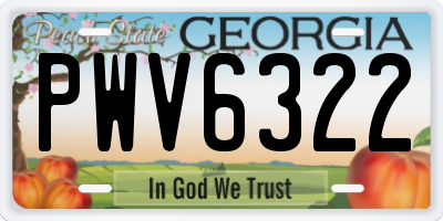 GA license plate PWV6322