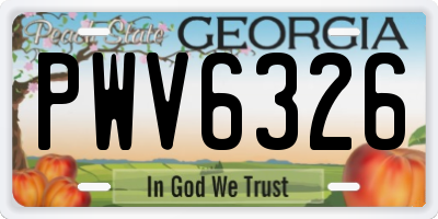 GA license plate PWV6326