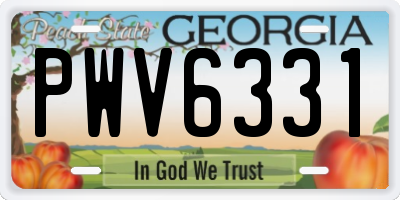 GA license plate PWV6331