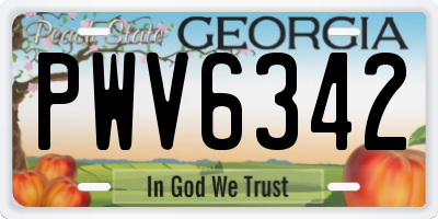 GA license plate PWV6342