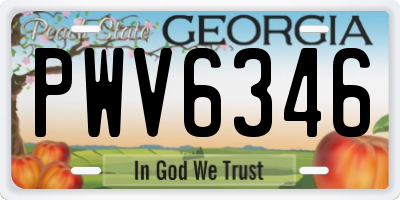 GA license plate PWV6346