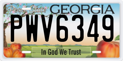 GA license plate PWV6349