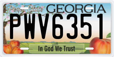 GA license plate PWV6351