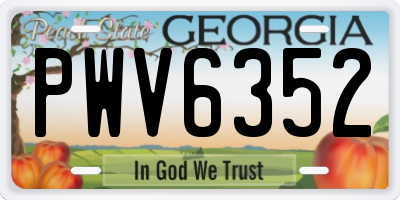 GA license plate PWV6352