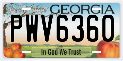 GA license plate PWV6360